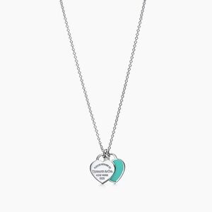 Tiffany & Co. Silver and Blue Heart Charm Necklace